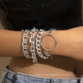 Bracelet de combinaison de chaîne métallique simple de mode, bracelet géométrique à vent froid creux